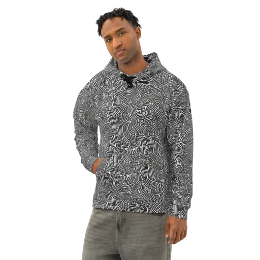 Obsidian Maze on a Cotton Hoodie