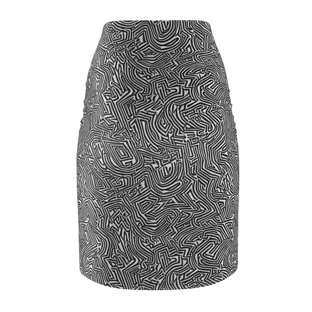 Obsidian Maze on Pencil Skirt — Back