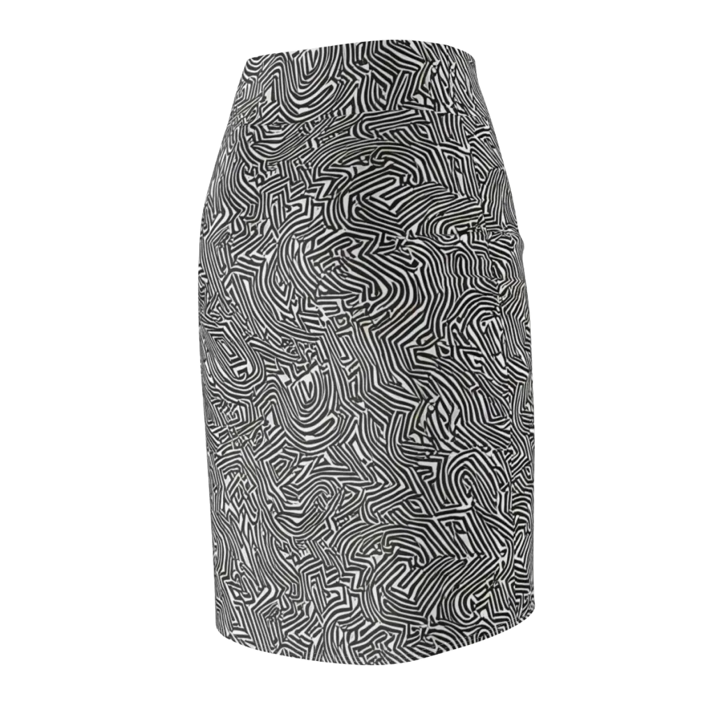 Obsidian Maze on Pencil Skirt — Back Side