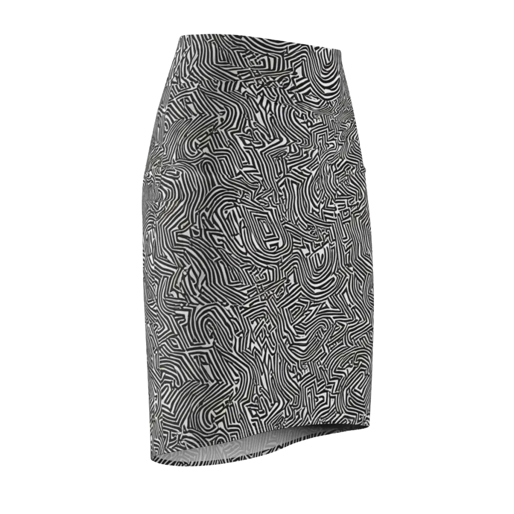 Obsidian Maze on Pencil Skirt — Front Side