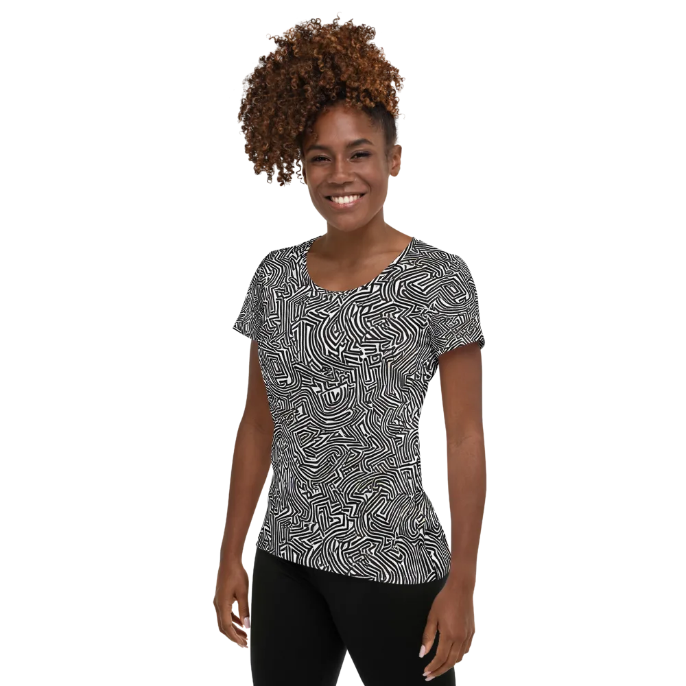 Obsidian Maze on Women's Athletic T-Shirt — Left
