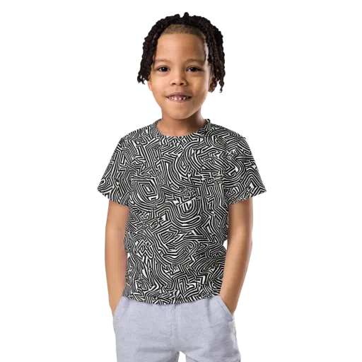 Obsidian Maze on a Kids Crew Neck T-Shirt