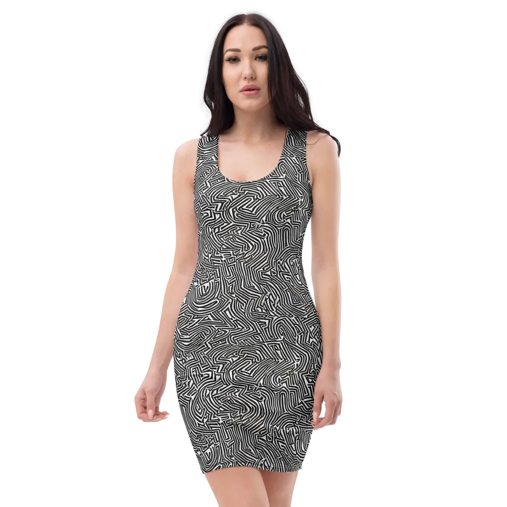 Obsidian Maze on Bodycon Dress — Front
