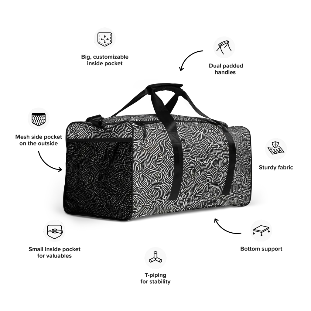 Obsidian Maze on Duffle Bag — Right Front