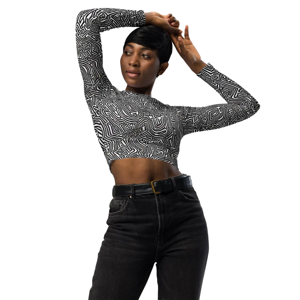 Obsidian Maze on Long Sleeve Crop Top — Front