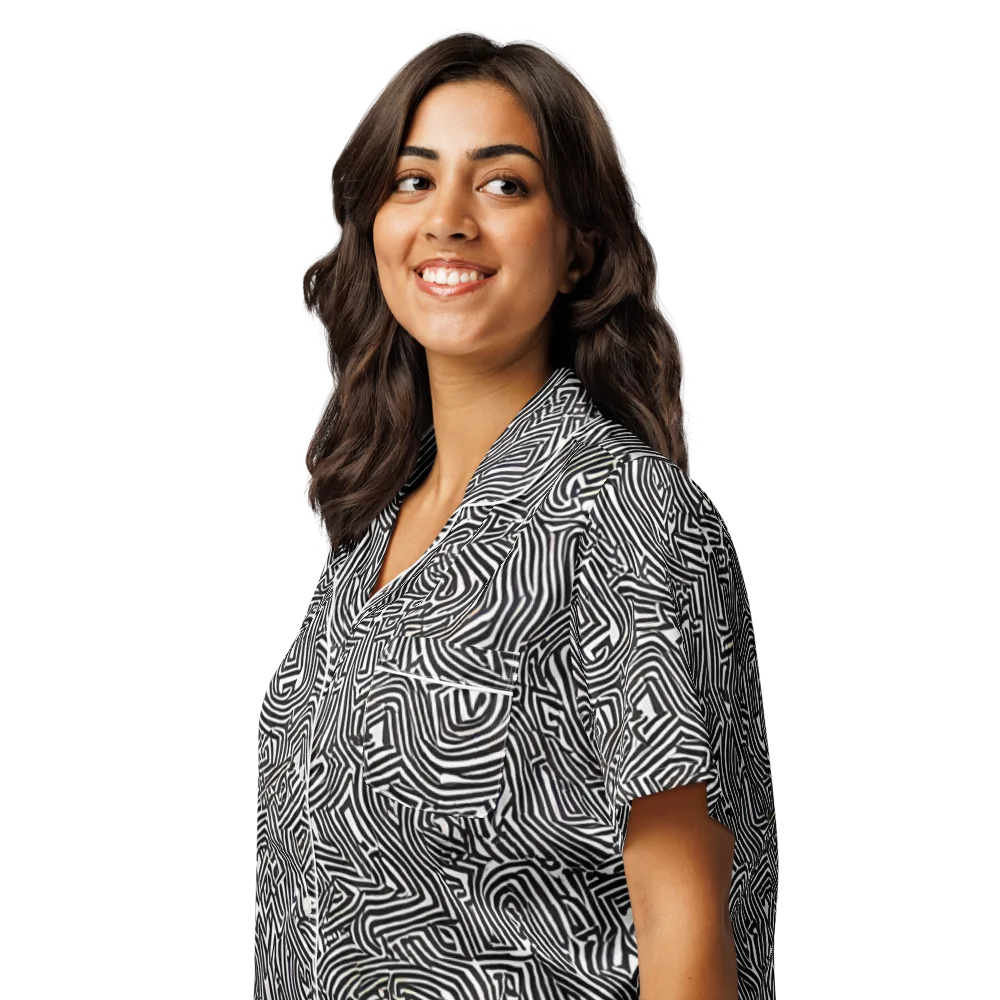 Obsidian Maze on Women's Short Sleeve Pajama Top — Left Front