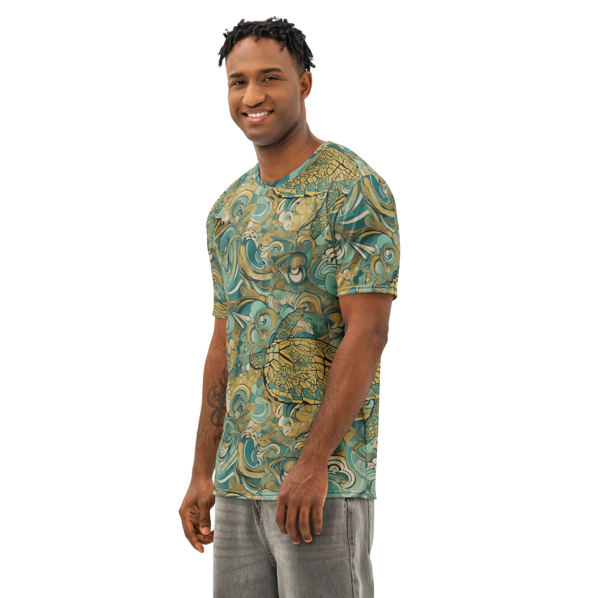 Tidepool Sonata on Men's Cotton Crew Neck T-Shirt — Left Front