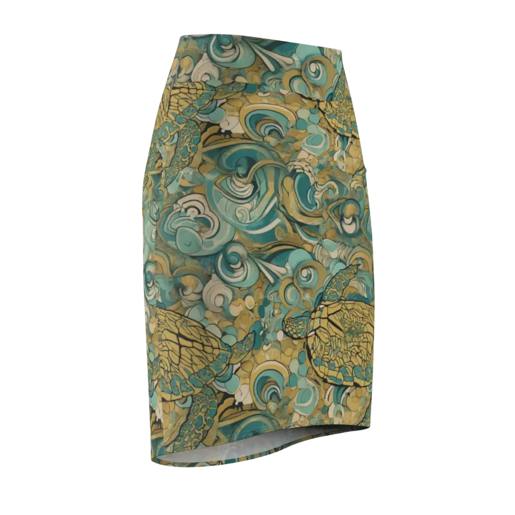 Tidepool Sonata on Pencil Skirt — Front Side