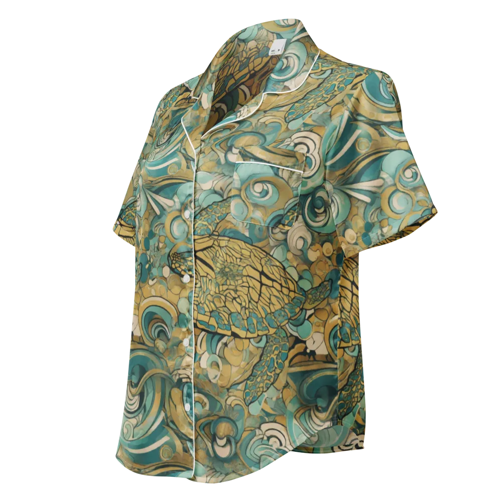 Tidepool Sonata on Women's Short Sleeve Pajama Top — Left Front