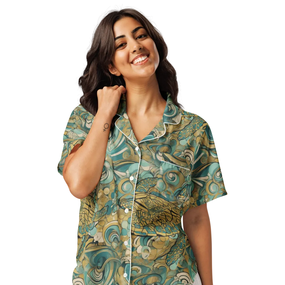Tidepool Sonata on Women's Short Sleeve Pajama Top — Front