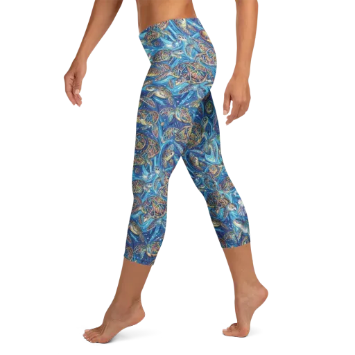 Bluewater Garden on a Capri Leggings