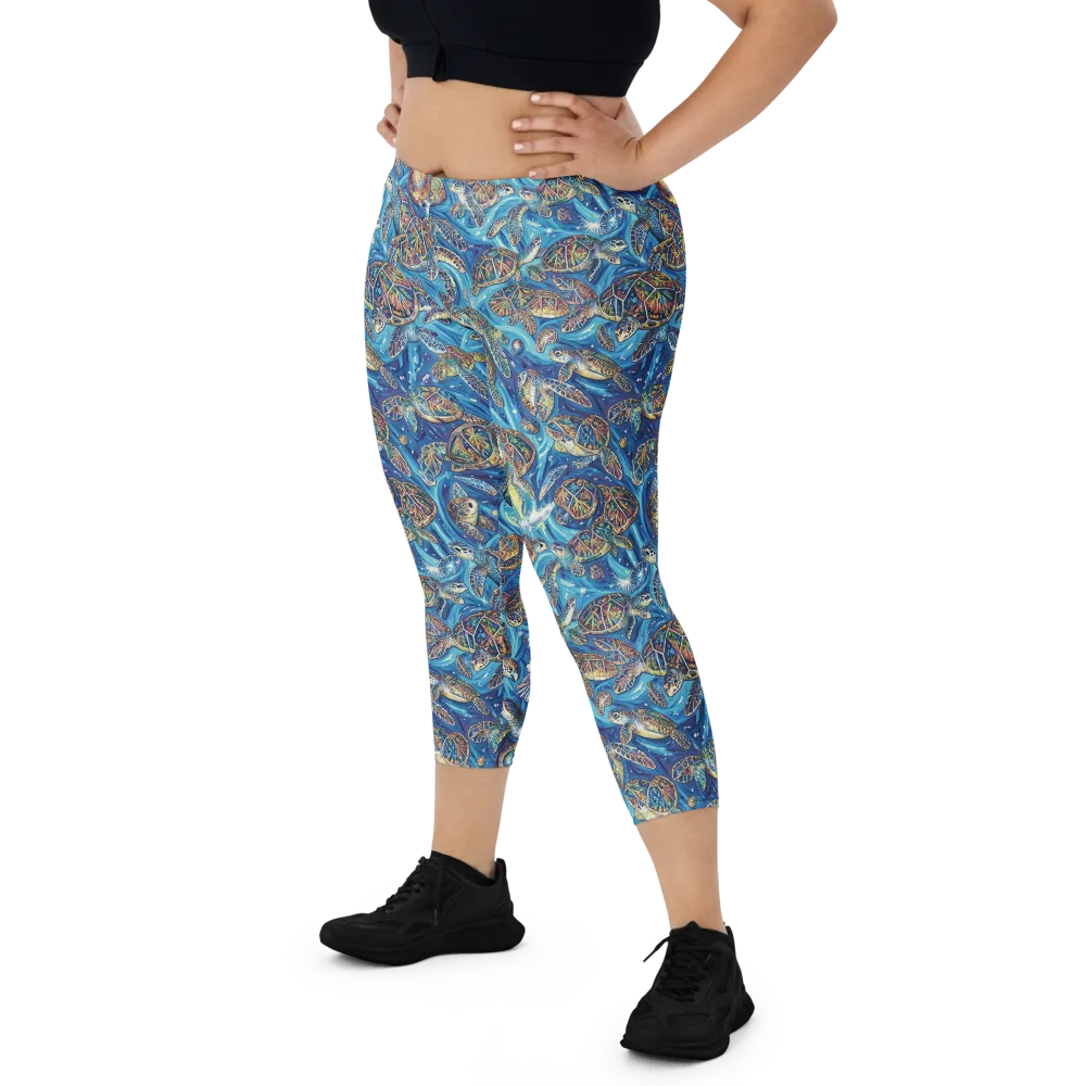 Bluewater Garden on Capri Leggings — Front