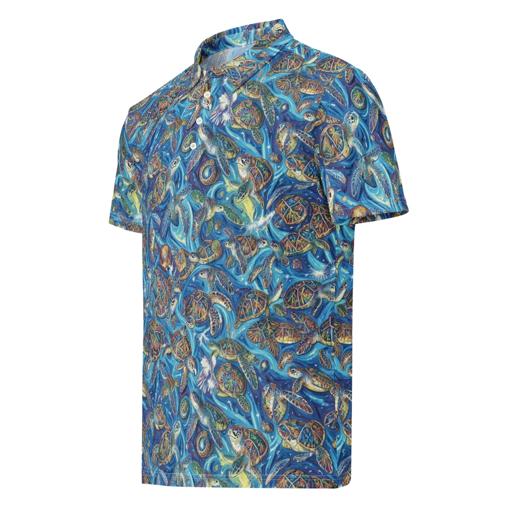 Bluewater Garden on Men's Slim Fit Polo Shirt — Left Front