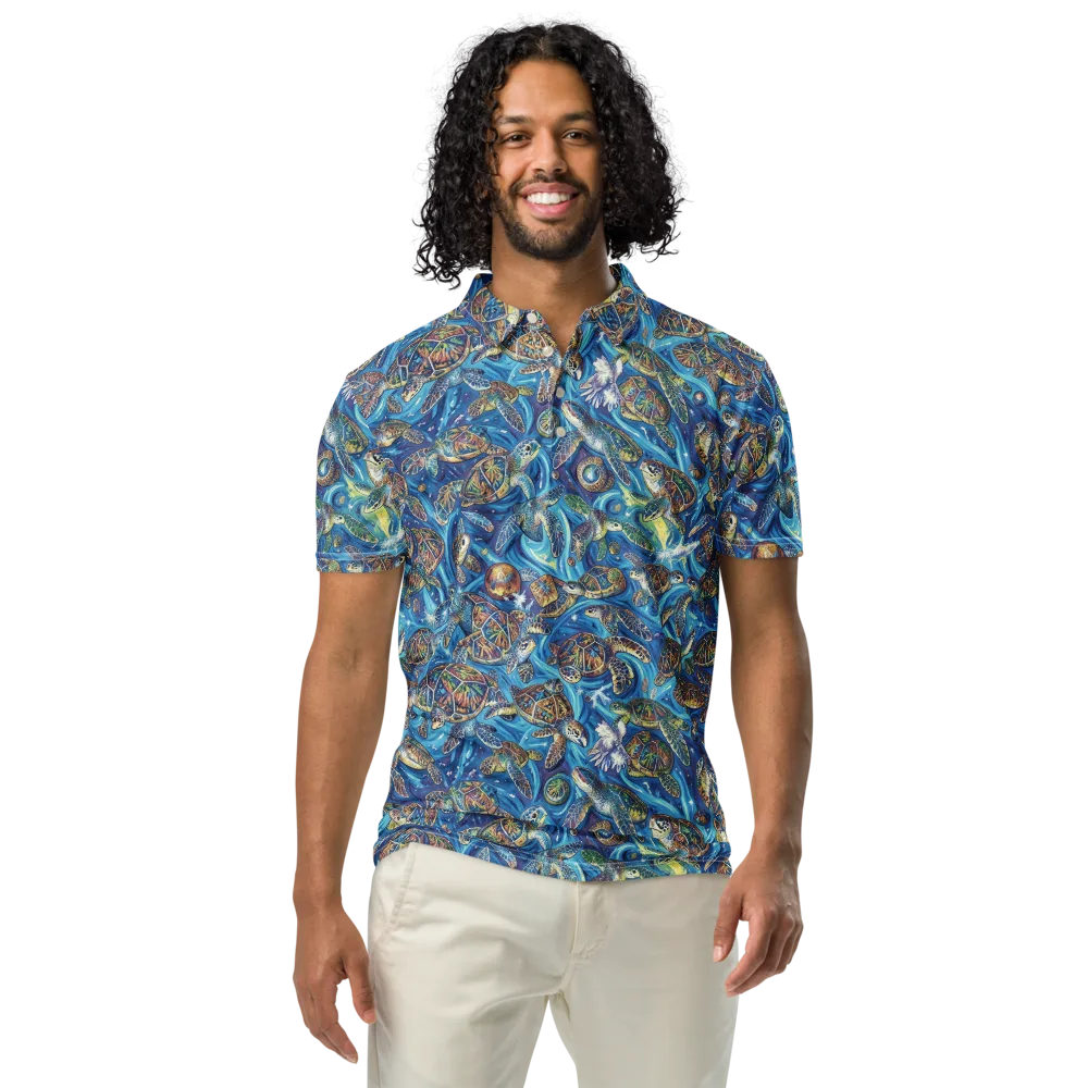 Bluewater Garden on Men's Slim Fit Polo Shirt — Front