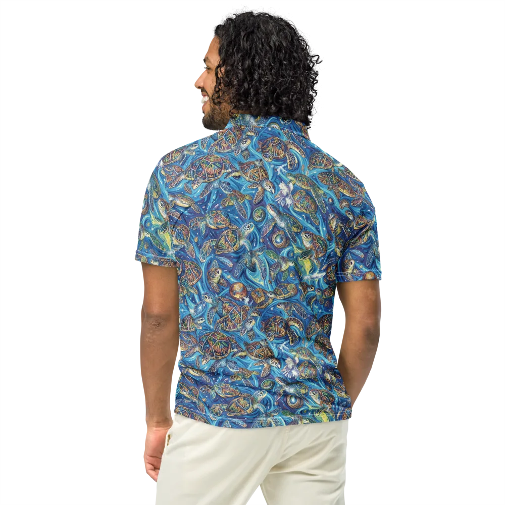 Bluewater Garden on Men's Slim Fit Polo Shirt — Back