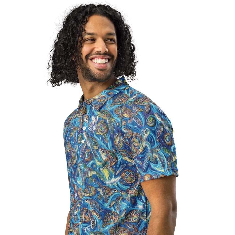 Bluewater Garden on Men's Slim Fit Polo Shirt — Left Front