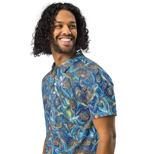 Bluewater Garden on a Men's Slim Fit Polo Shirt
