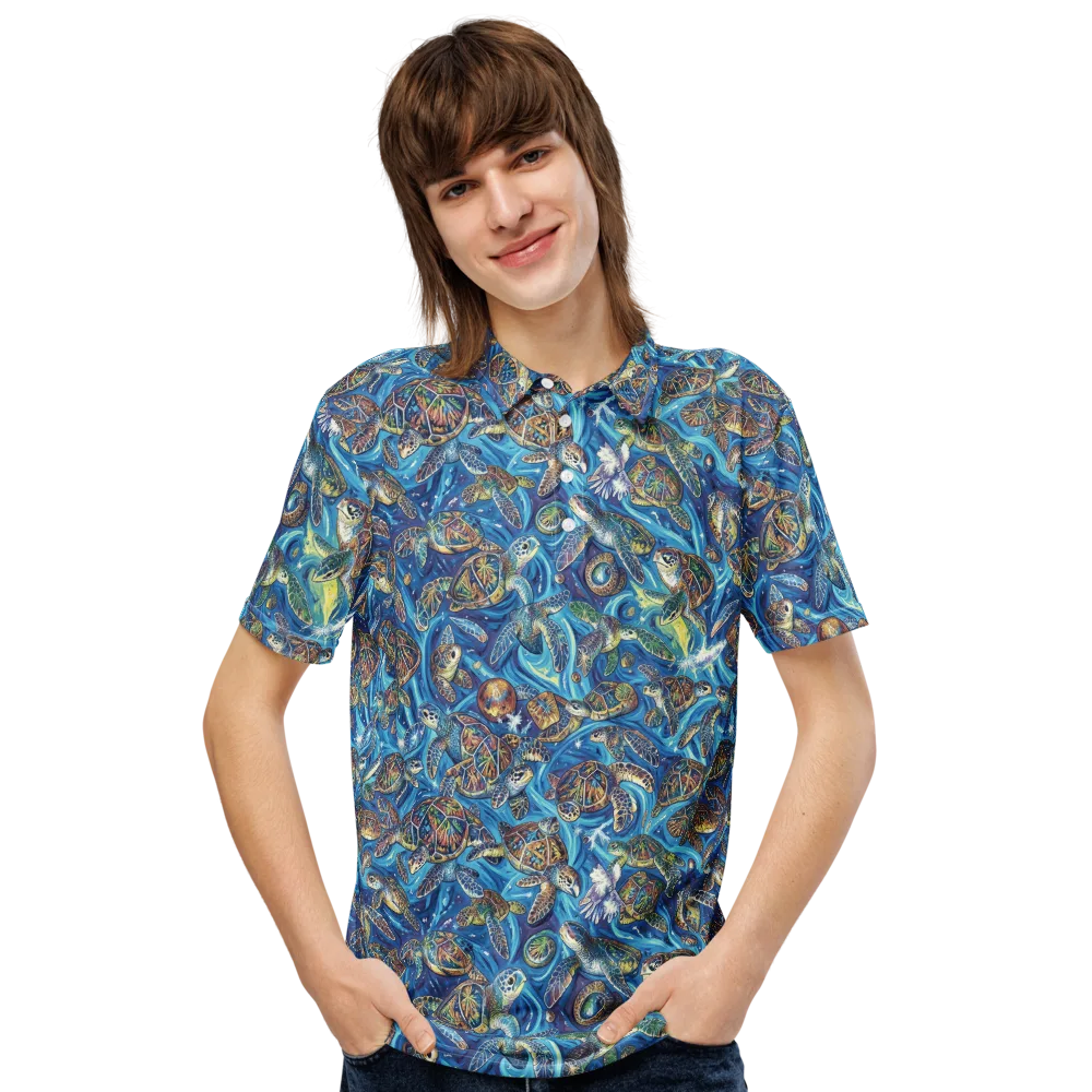 Bluewater Garden on Men's Slim Fit Polo Shirt — Front