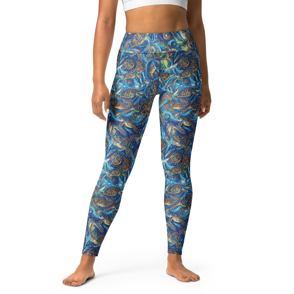Bluewater Garden on Yoga Leggings — Front