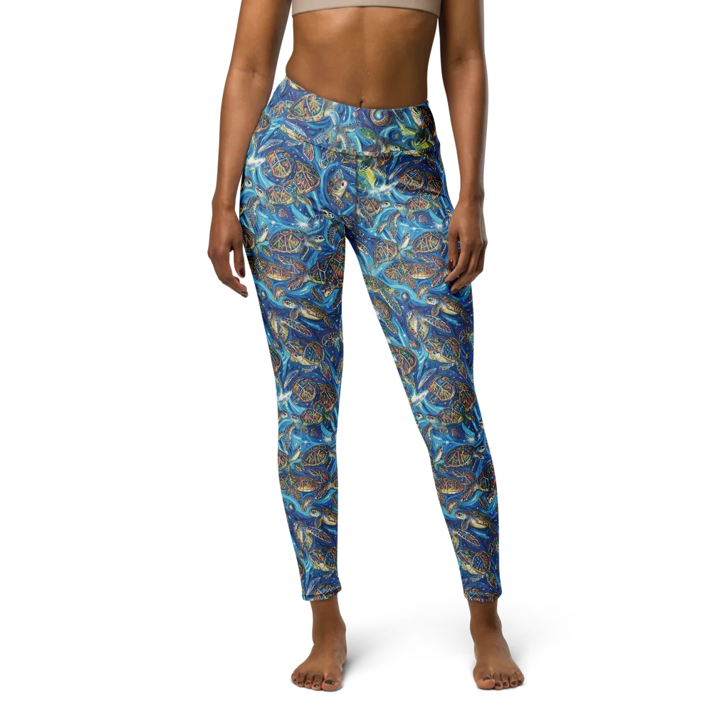 Bluewater Garden on Yoga Leggings — Front