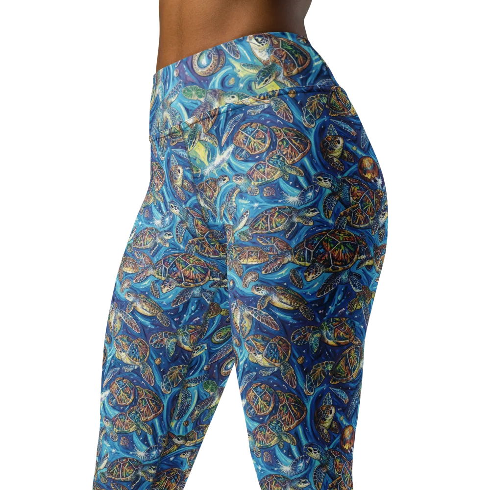 Bluewater Garden on Yoga Leggings — Left Front