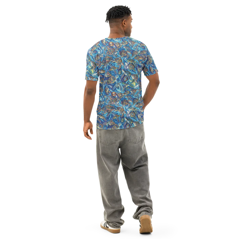 Bluewater Garden on Men's Cotton Crew Neck T-Shirt — Back