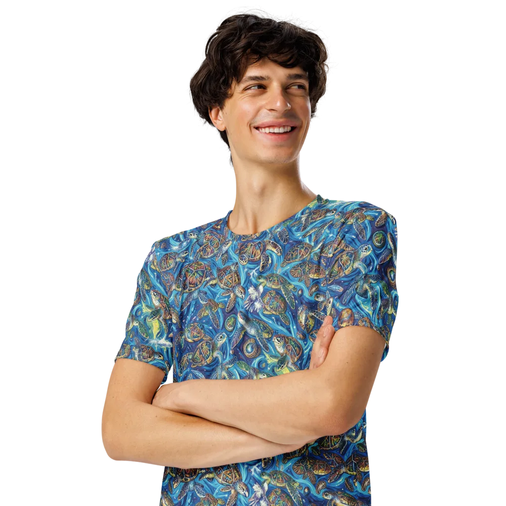 Bluewater Garden on Men's Crew Neck T-Shirt — Left Front