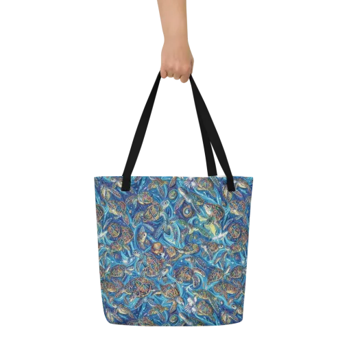 Bluewater Garden on a Large Tote Bag W/ Pocket