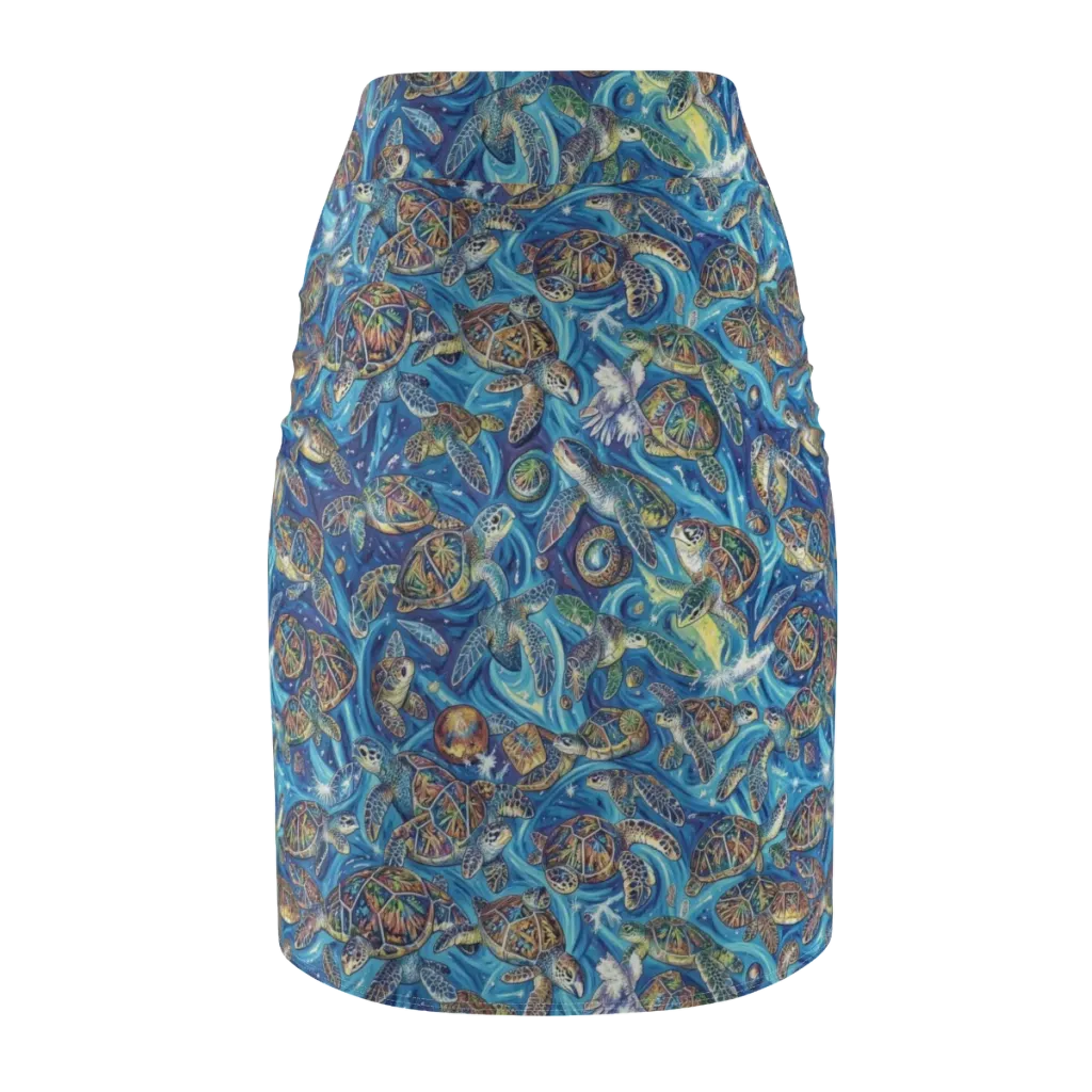 Bluewater Garden on Pencil Skirt — Back