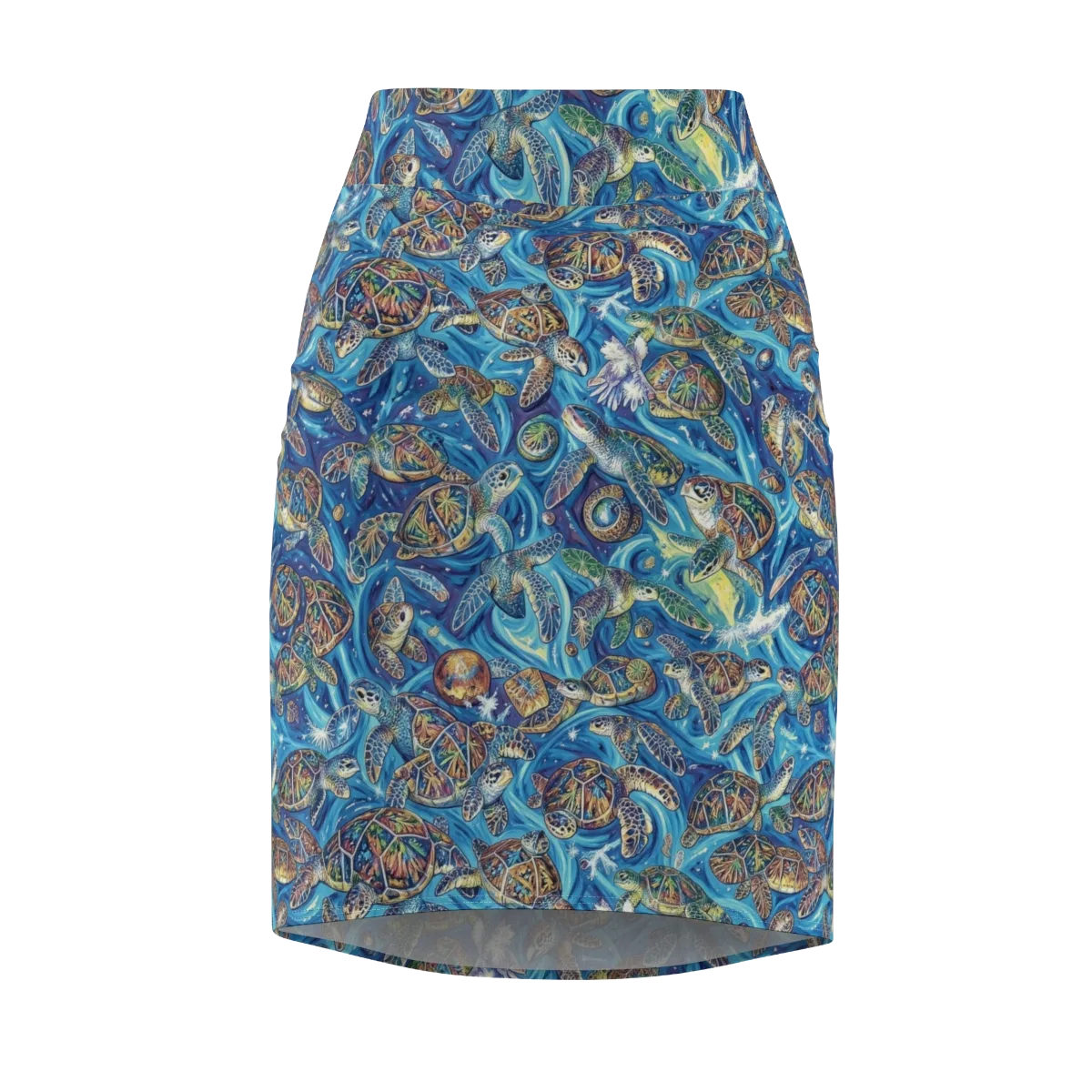 Bluewater Garden on Pencil Skirt — Front