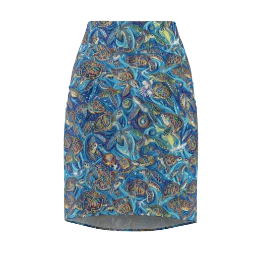 Bluewater Garden on a Pencil Skirt