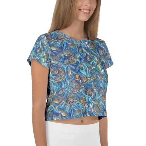 Bluewater Garden on a Crop Tee