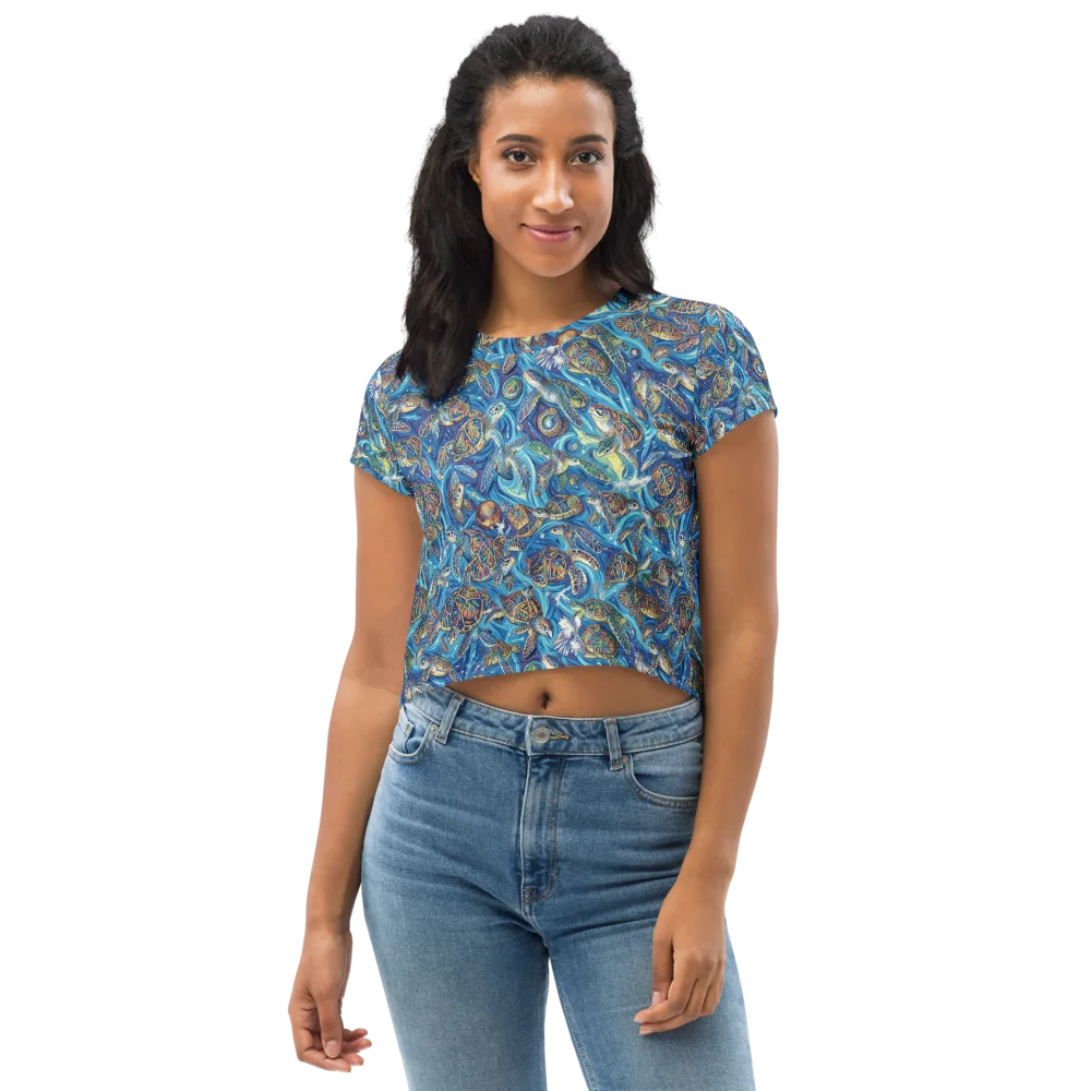 Bluewater Garden on Crop Tee — Front
