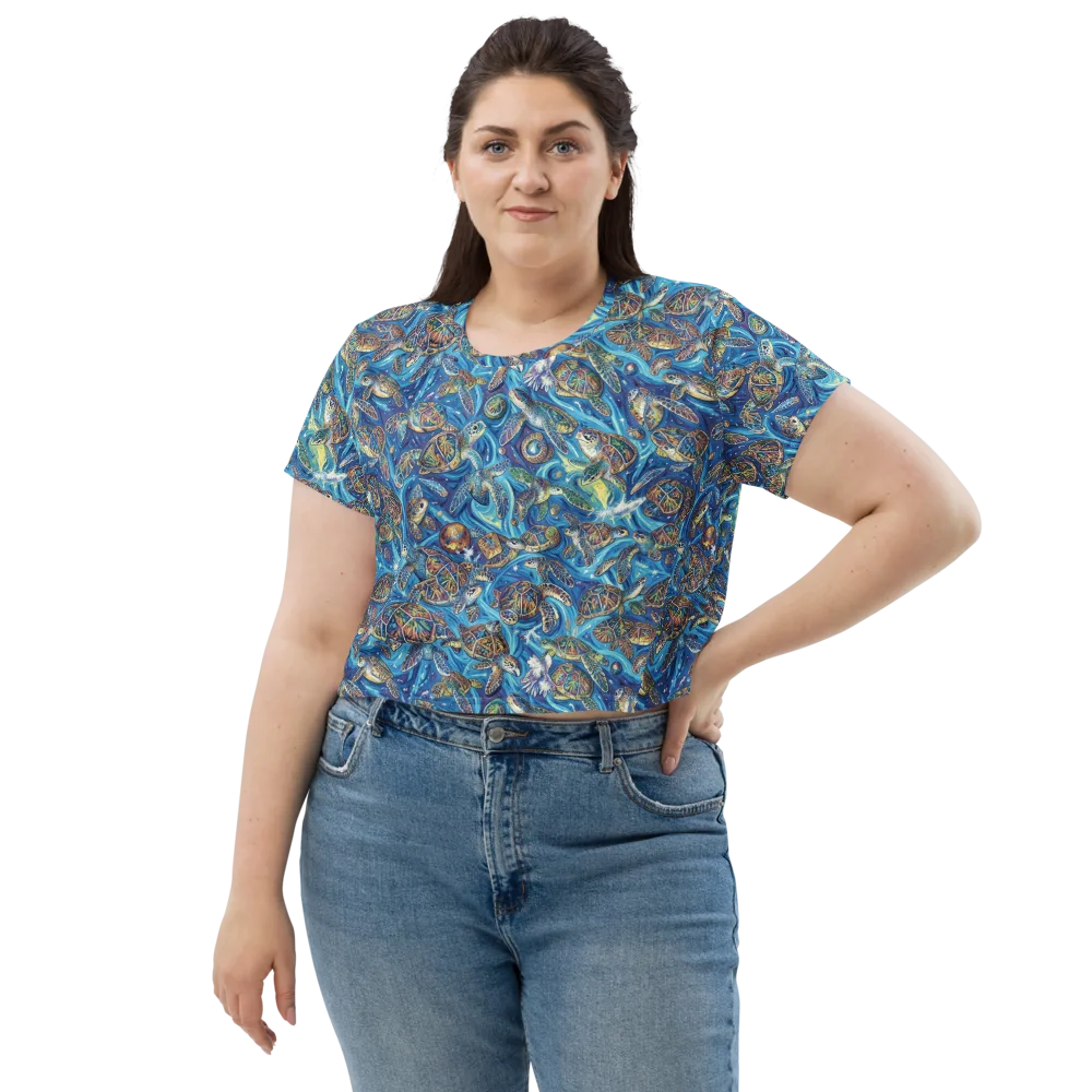 Bluewater Garden on Crop Tee — Front