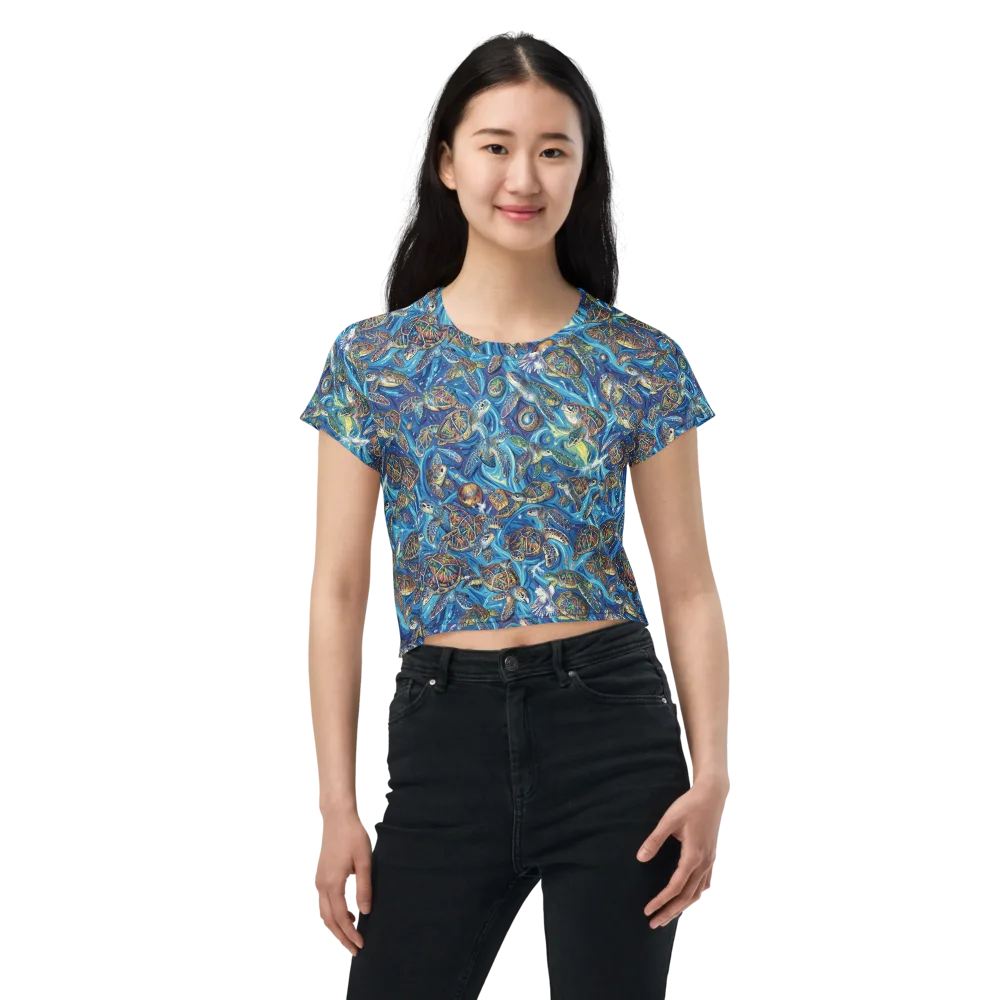 Bluewater Garden on Crop Tee — Front