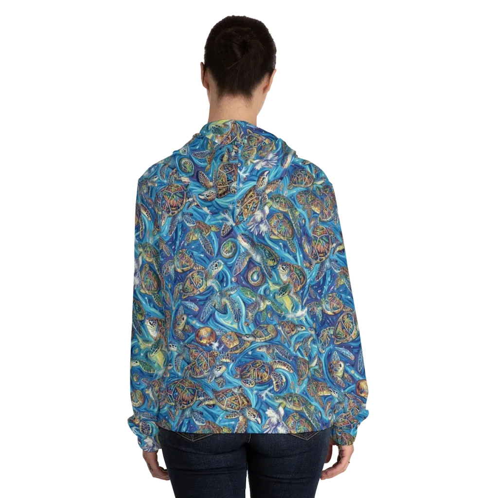 Bluewater Garden on Women's Full-Zip Hoodie — Back On Person