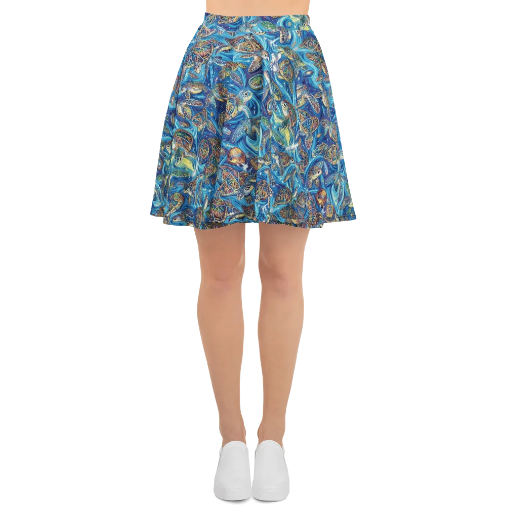 Bluewater Garden on Skater Skirt — Front