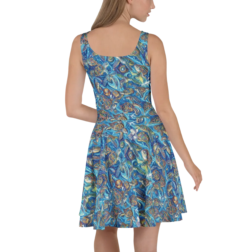 Bluewater Garden on Skater Dress — Back