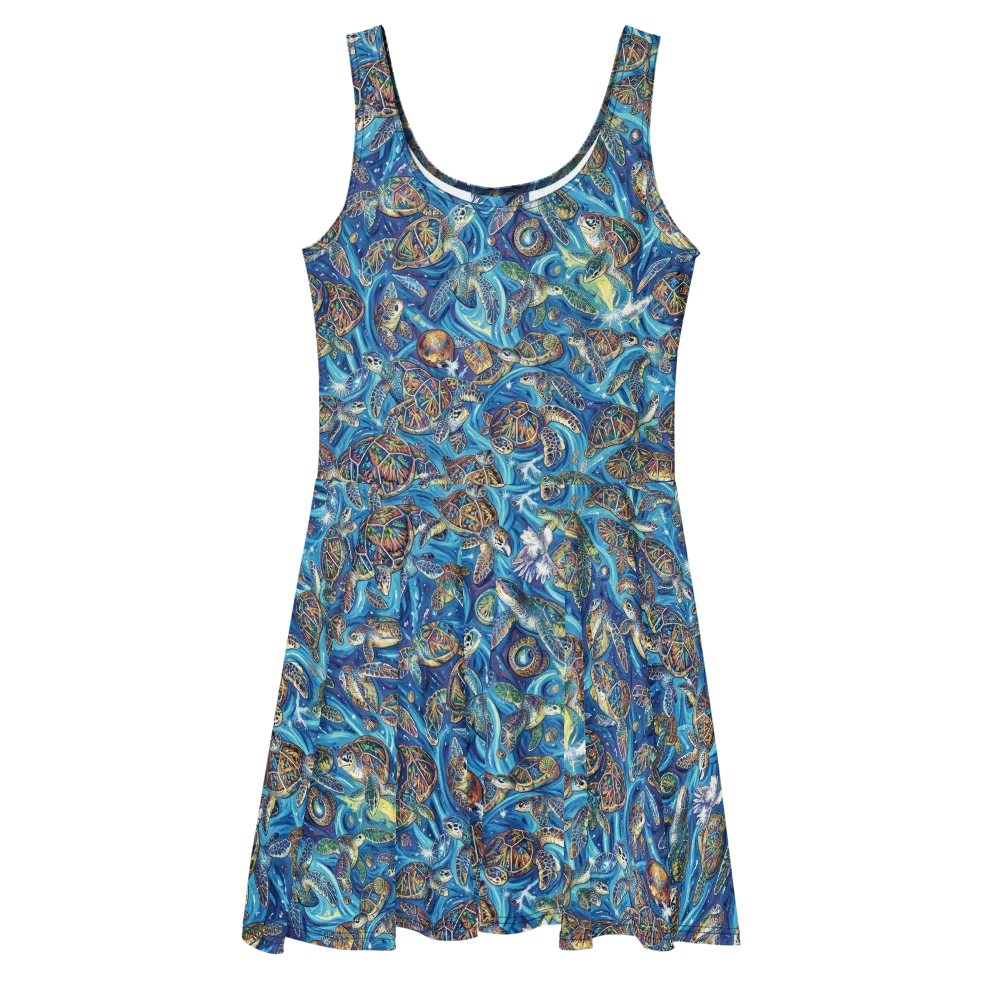 Bluewater Garden on Skater Dress — Front