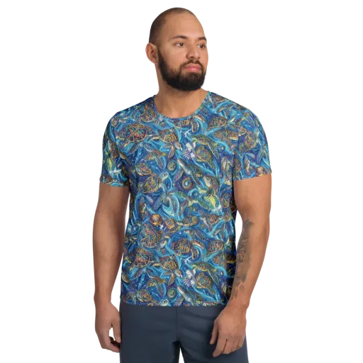 Bluewater Garden on a Men's Athletic T-Shirt