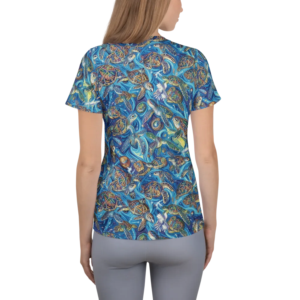 Bluewater Garden on Women's Athletic T-Shirt — Back