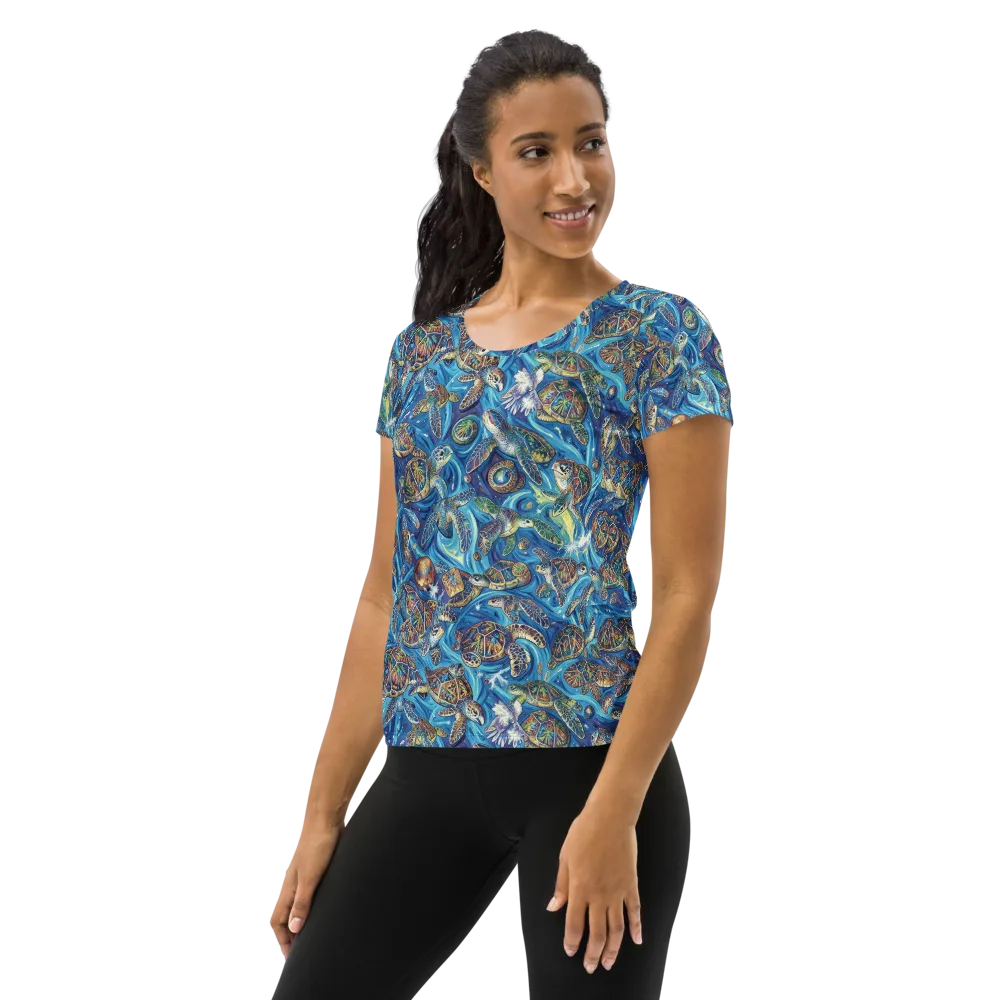 Bluewater Garden on Women's Athletic T-Shirt — Left