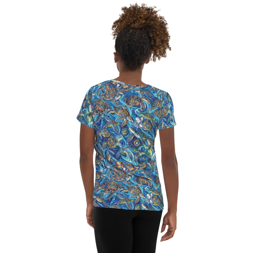 Bluewater Garden on Women's Athletic T-Shirt — Back