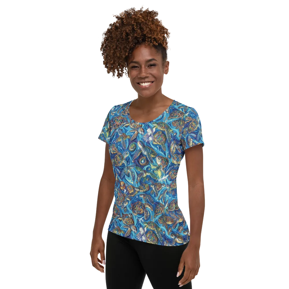 Bluewater Garden on Women's Athletic T-Shirt — Left