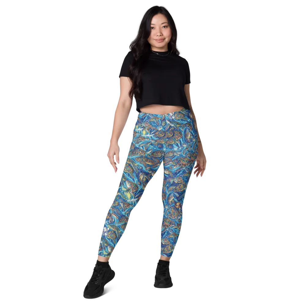 Bluewater Garden on Leggings with Pockets — Front