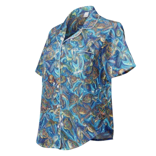 Bluewater Garden on a Women's Short Sleeve Pajama Top