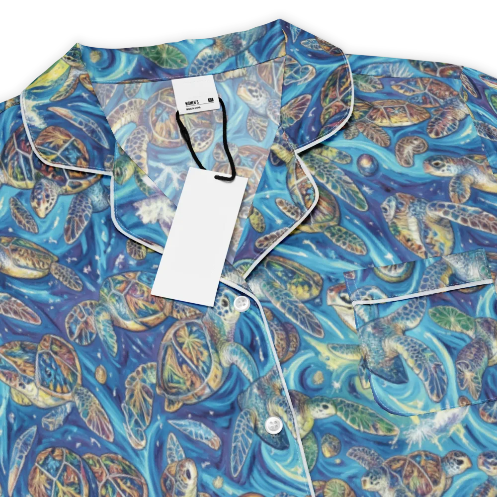 Bluewater Garden on Women's Short Sleeve Pajama Top — Product details