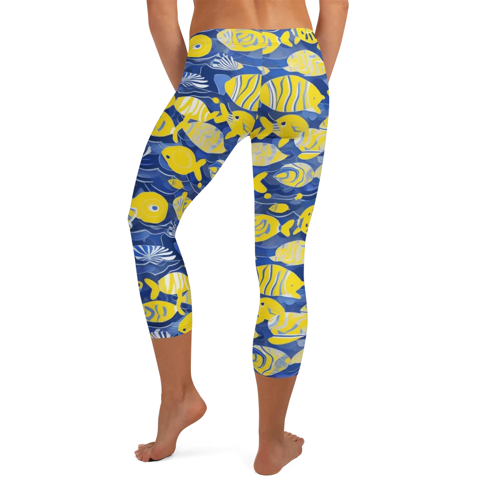 Sapphire Shoal on Capri Leggings — Back