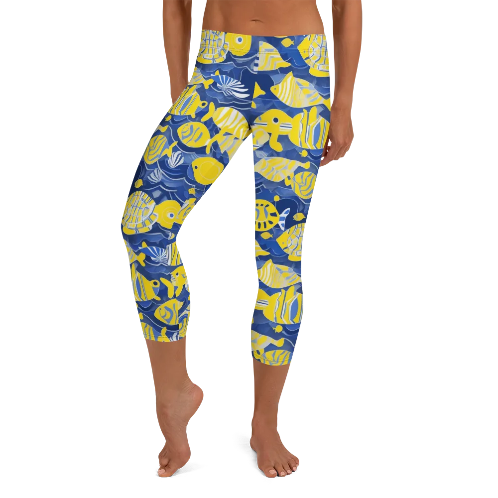 Sapphire Shoal on Capri Leggings — Front