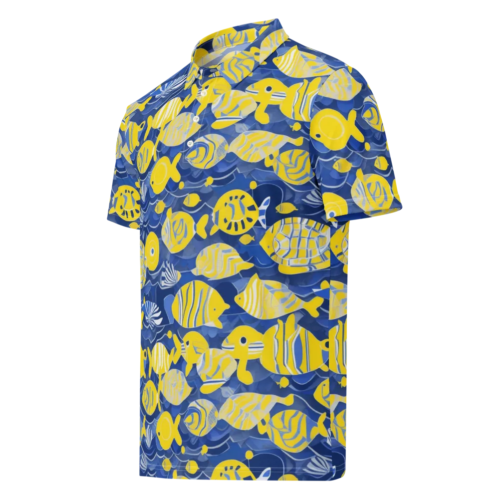 Sapphire Shoal on Men's Slim Fit Polo Shirt — Left Front